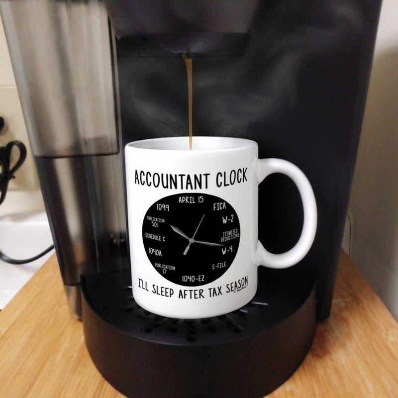 ThisWear Accountant Gifts for Women Accountant Clock I'll Sleep After Tax Season Comptroller Gift 11oz Coffee Mug White - Image 5
